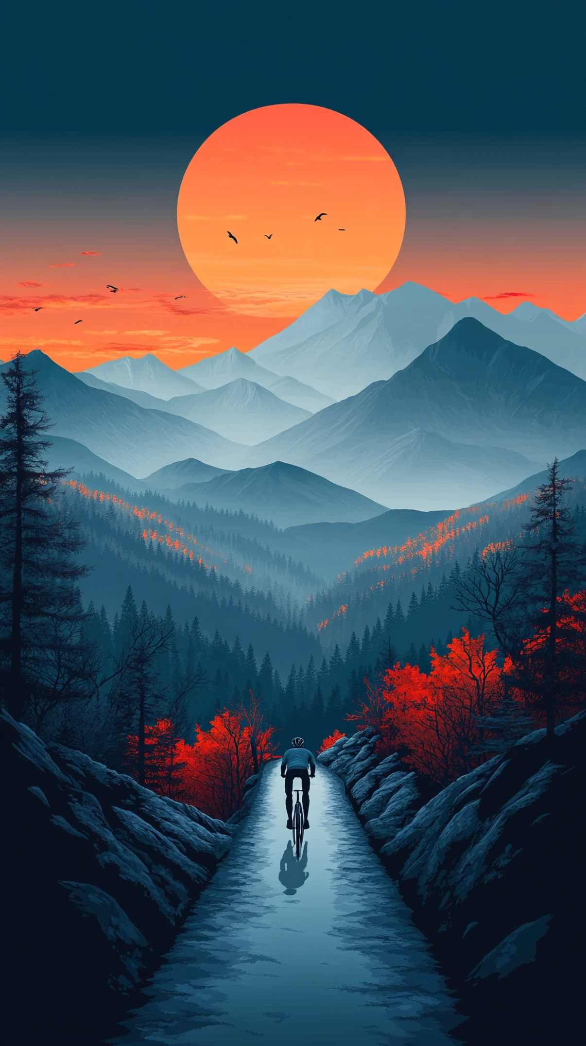 Cyclist 3d Nature mobile wallpaper