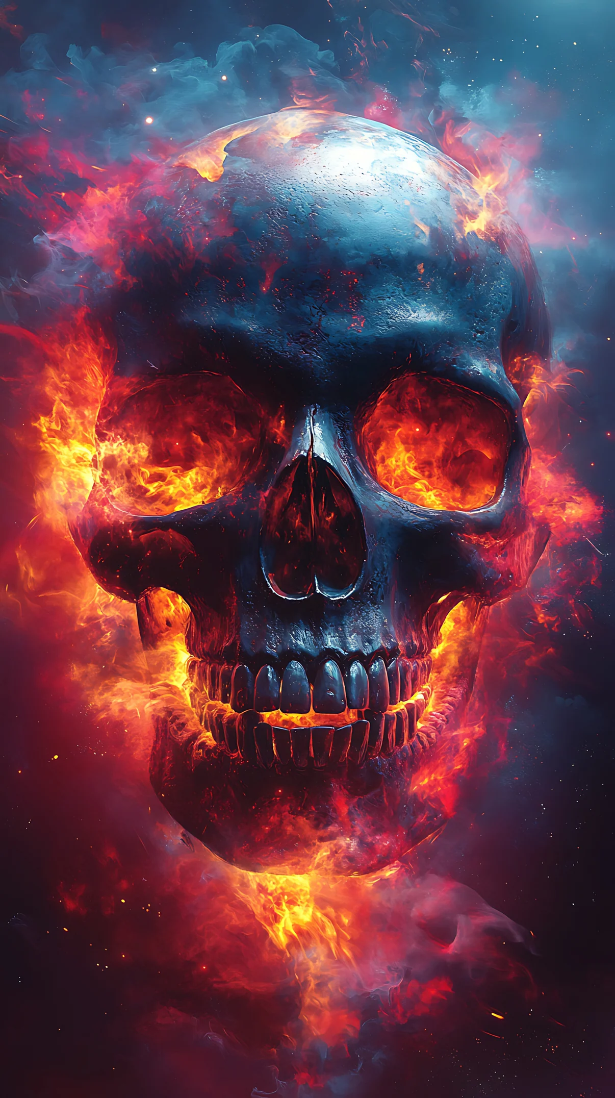 Flame Skull Dark mobile wallpaper