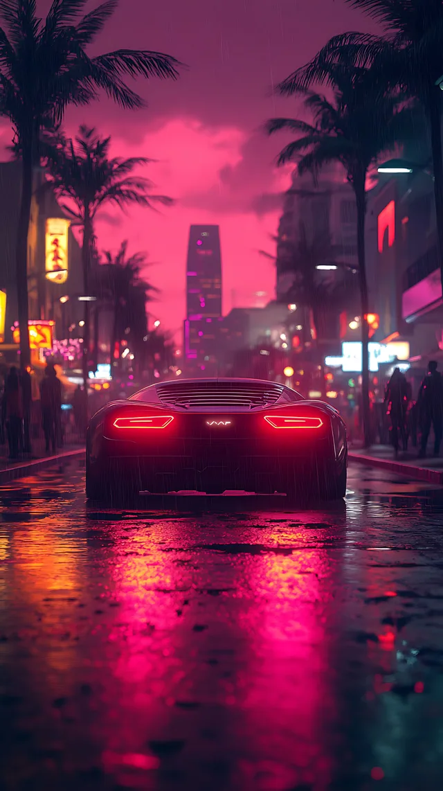 Neon City Car Neon mobile wallpaper