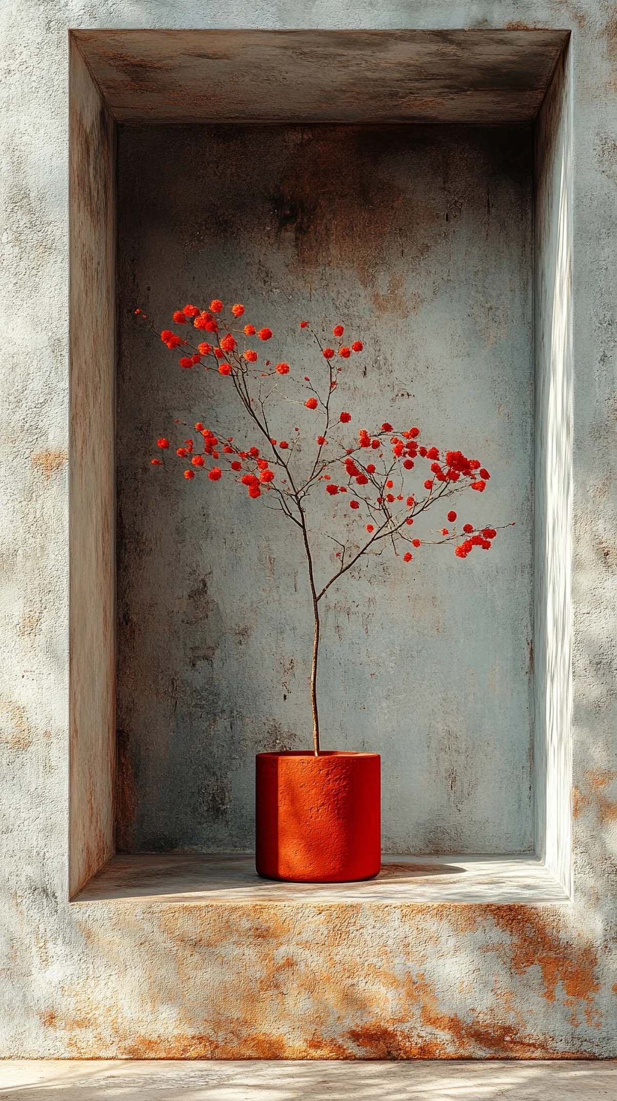 Red Plant Niche Minimal mobile wallpaper