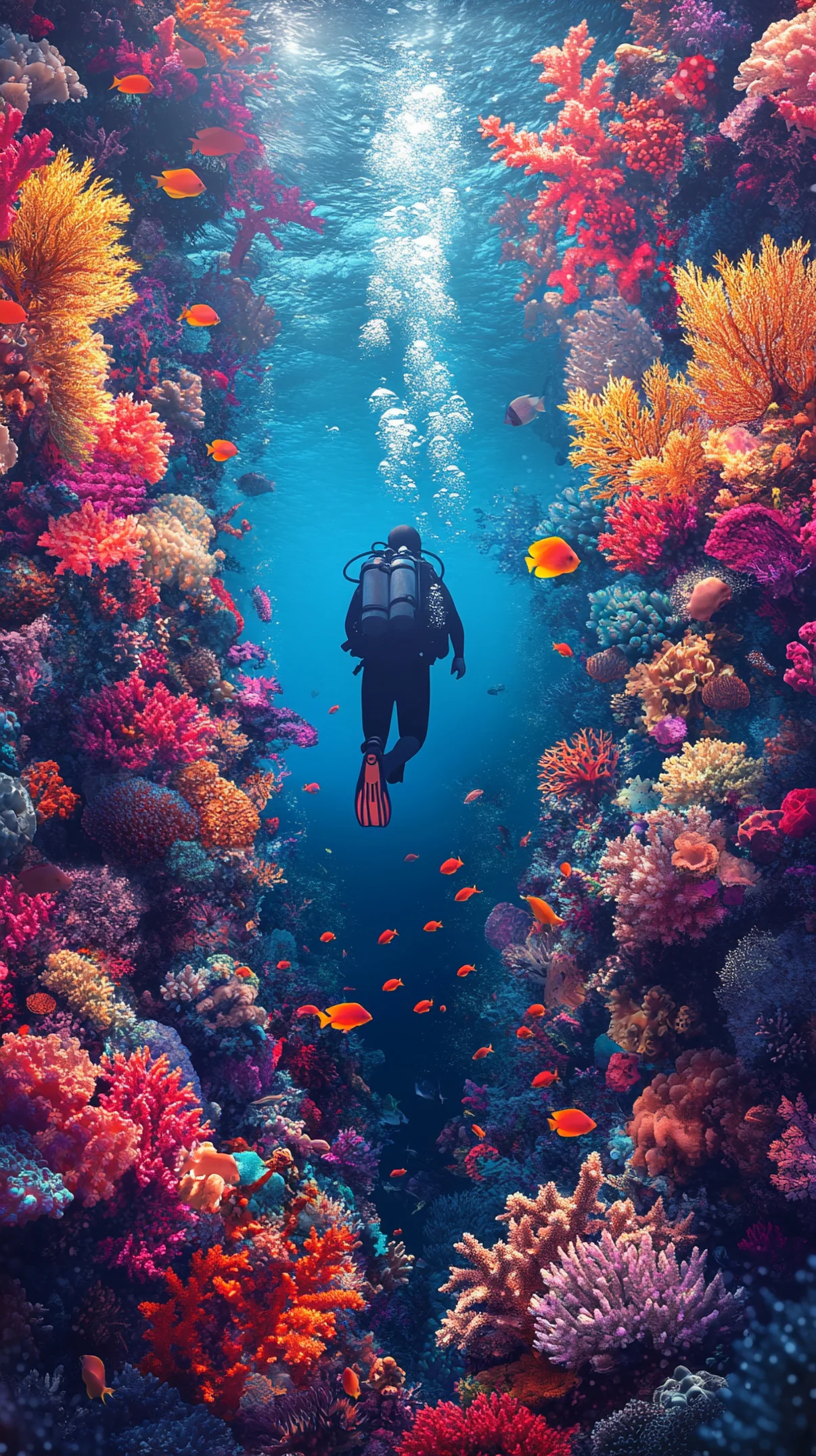 Scuba Diver 3d Nature mobile wallpaper