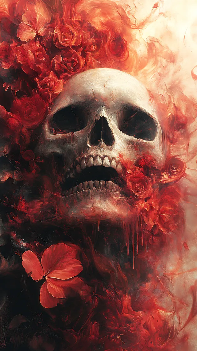 Skull Red Roses Abstract mobile wallpaper